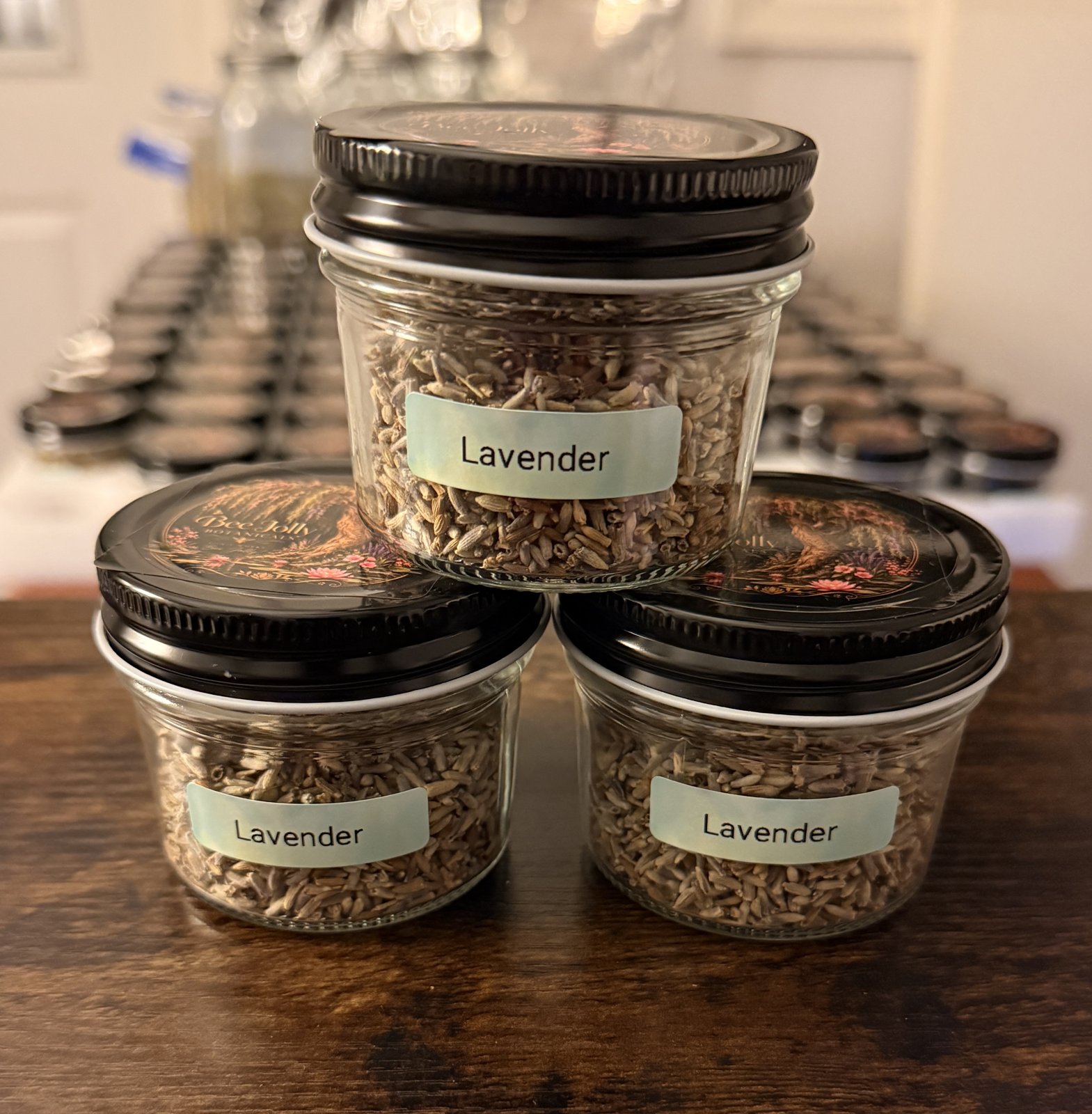 Dried Lavender in a Bee Jolly Botanicals jar